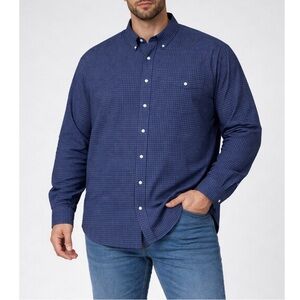 Foundry Men's two tone Blue Checkered Shirt SZ XXL Tall casual button down